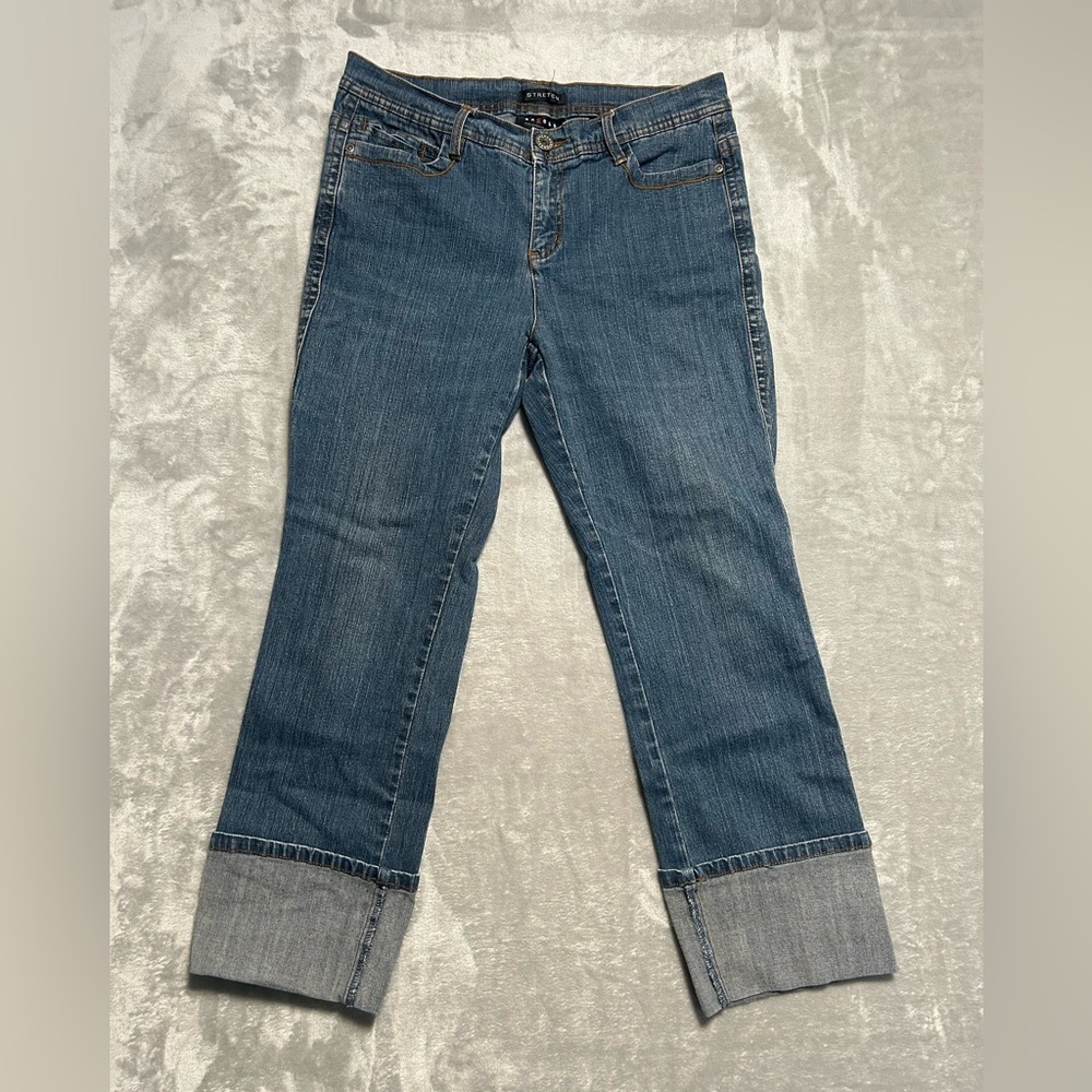 Axcess Stretch Cropped Jeans Cuffed Medium Wash Women’s 10 Denim